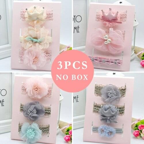 3Pcs/Lot Lovely Flower Baby Headband Bow-knots Elastic Hair Bands Turban Baby Crown Headwear Photo Props Baby Girl Accessories