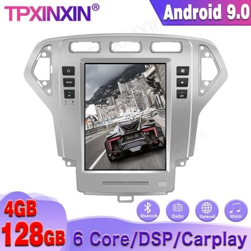 4+128G Android 9.0 For Ford Fusion Mondeo 2007-2010 Tesla Style Car GPS Navigation Stereo Head Unit Multimedia Player Auto Radio