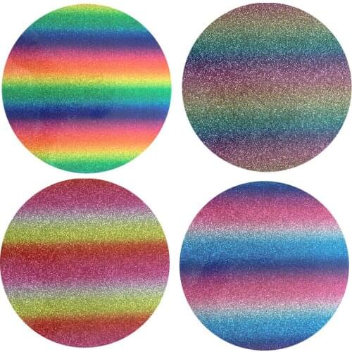 4 Sheets 12"X10" Bundle Glitter Rainbow Heat Transfer Vinyl Heat Press Tshirt Film HTV Printing for Garment Craft Gift Decor DIY