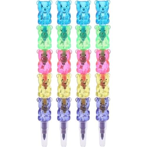 4Pcs 5 Colors Stacker Swap Cute Snowman crayon For School Children painting Toys