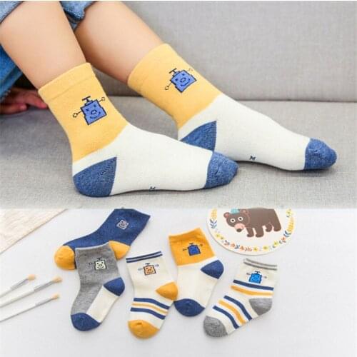 5Pairs/Lot Autumn And Winter ChildrenS Cotton Socks New Tube Cotton Socks Boys And Girls Baby Student Socks Wholesale L805