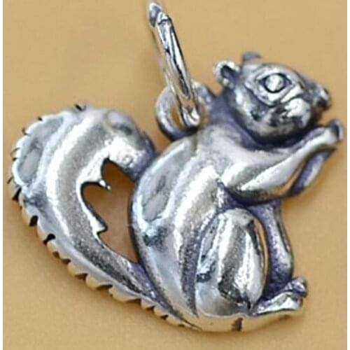 925 Sterling Silver Squirrel Charm Pendant Men Women A2189