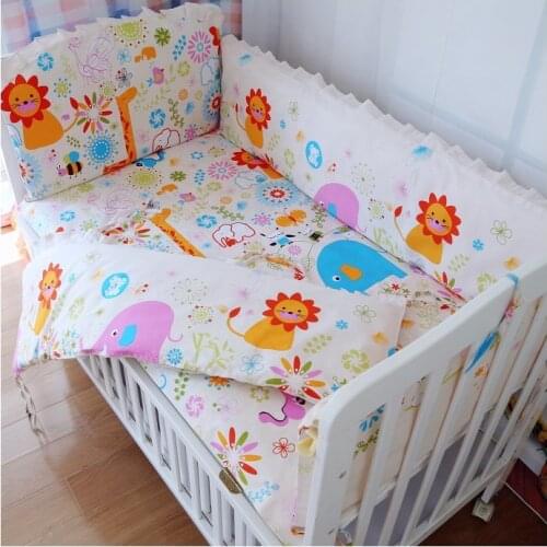 Promotion! 6PCS Crib baby bedding products bedding cot set toddler bed crib bumper bed sheet (bumpers+sheet+pillow cover)