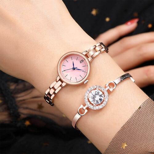 Luxury Women Fashion Small Bracelet Watches Rose Gold Stainless Steel Qualities Ladies Quartz Wristwatches Simple Woman Clock