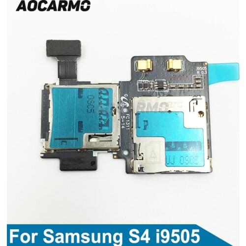 Aocarmo SD Sim Card Reader Holder Slot Flex Cable Ribbon For Samsung Galaxy S4 GT i9505