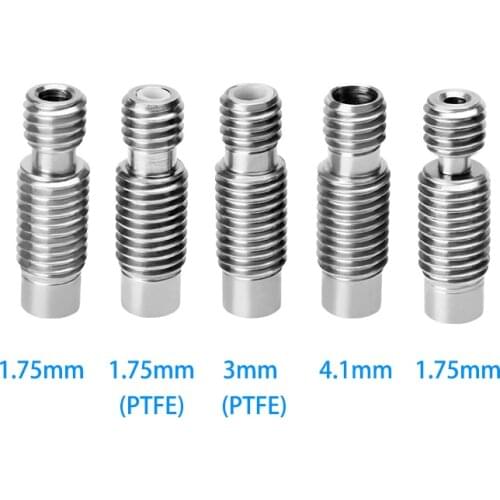5Pcs Extruder 3D Printer HeatBreak Hotend E3D V6 Throat 1.75 or 3.0mm Filament With PTFE All-Metal Feeding Tube Pipes