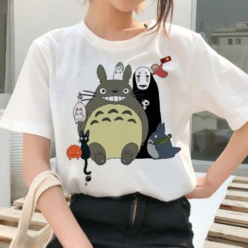 Harajuku Japanese Cartoon Anime Oversized T Shirt Female Totoro Print Short sleeve T-shirt Clothes Streetwear Tops Tee Shirt