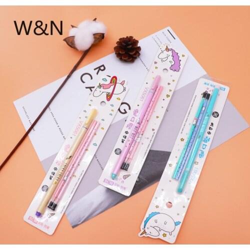 Kawaii Unicorn Erasable Pen Refill Rod 0.5mm Blue/Black Ink Magic Gel Pen For School Office Writing Supplies Student Stationery
