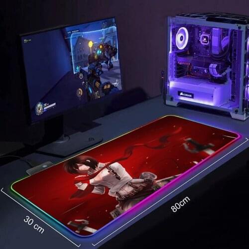 Mouse pad RGB Gaming Accessories Computer Large 900x400 Mousepad Gamer Rubber Carpet With Backlit Play desk mat Attack On Titan
