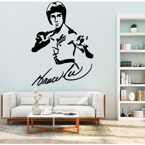 Kung Fu Bruce Lee Vinyl Wall Stickers Wallpaper For Living Room Kids Room Waterproof Wall Art Decal Wallstickers B241