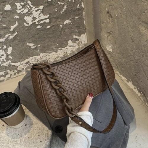 Retro square underarm bag 2020 fashion new high quality woven PU leather ladies designer hand bag webbing shoulder messenger bag
