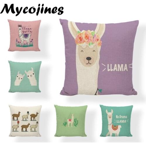 Llama Queen Pillowcase America Animals Cushion Cover Cartoon Pets Pillow Cover Black White Sofa Home Decorative Throw Pillows