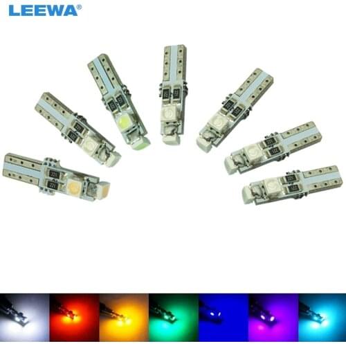 LEEWA 5X DC12V Car T5 74 17 0.5W 3SMD 1210/3528 Canbus Error Free LED Light Bulb 7-Color #CA2085