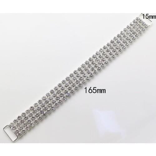 Hot New 10pcs 4 ROWS Sparkling Full Crystal Rhinestone Bikini Connectors Buckle/ Metal Chain For Swimming Wear Bikini Decoration