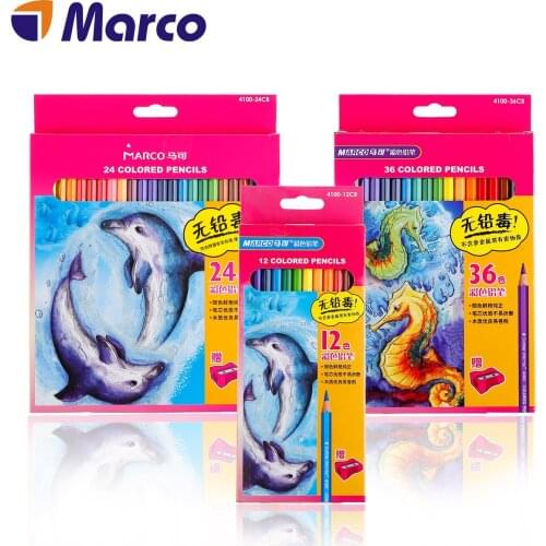 Marco 12/24/36 Color Pencil Set No Lead Poison Wood Pastel Pencils Crayon De Couleur Lapis De Cor Colored Art Pencils