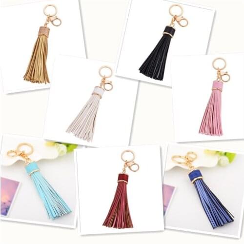 Fashion Creative Leather Tassel KeyChain Girls Bag Ornaments Car Exquisite Gift Birthday Gift Party Favors Brand New