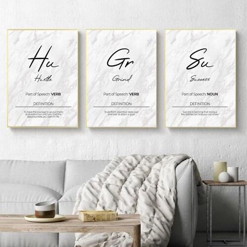 Grind Hustle Success Motivational Posters and Prints Office Decor Entrepreneur Marble Inspirational Canvas Painting Art Pictures