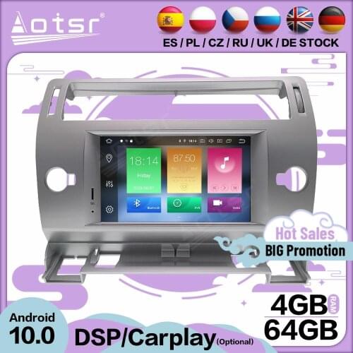 Carplay Multimedia Stereo Android 10 Player For Citroen C4 Quatre Triumph 2004 -2011 2012 GPS BT Audio Radio Receiver Head Unit