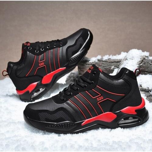 Men Winter Sneakers Plush Warm Outdoor Running Shoes Pu Upper Waterproof Men Walking Shoes Comfortable Velvet Cotton Men Shoes