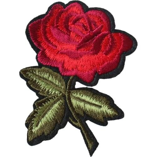 Custom Applique Patch Rose Flower Embroidery Iron On Flower Appliques for Craft, Sewing, Clothing, Scrapbooking Decorative