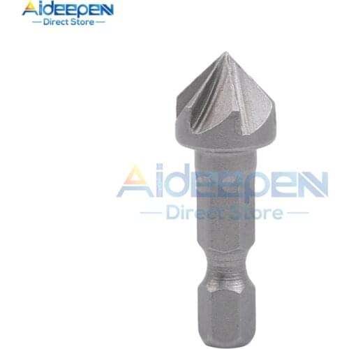 2021 New 90 Degree Countersink Drill Chamfer Bit 1/4" Hex Shank Carpentry Woodworking Angle Point Bevel Cutting Cutter Remove