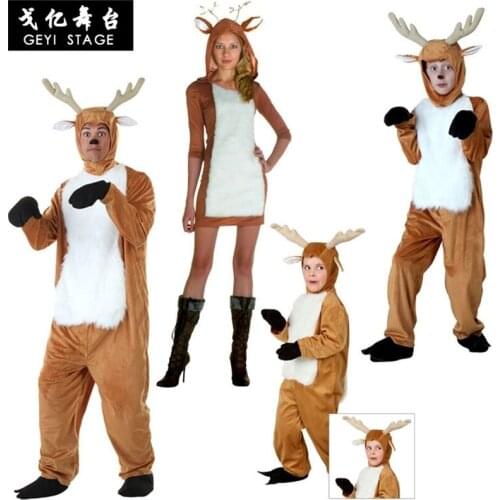 New girls Christmas Eve Eve reindeer costume new year crochet for adult cosplay party Halloween costume