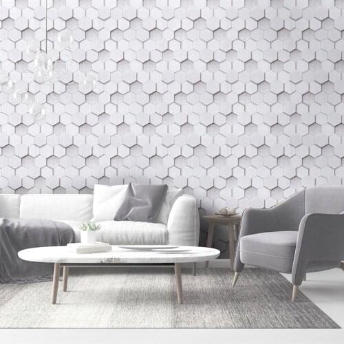 Modern 3D geometric hexagonal honeycomb PVC wallpaper self-adhesive imitation leather pattern living room bedroom wallpaper