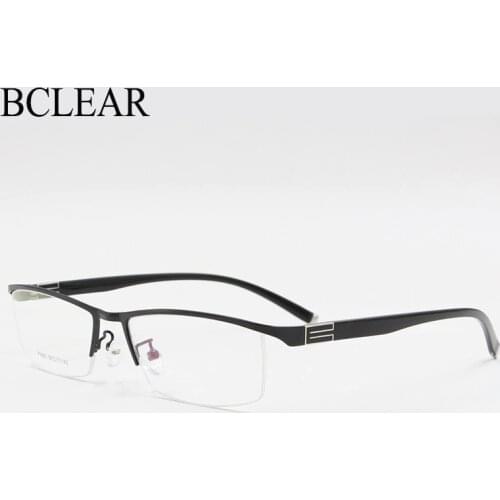BCLEAR Titanium Alloy Front Rim Eyeglasses Half Frame Flexible Temple Arms Semi-Rimless Glasses Frame Casual Spectacle Frames