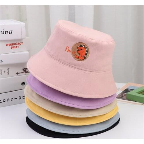 Kids Dinosaur Bucket Hats Boy Designer Fisherman Hat Korean Style Girls Solid Outdoor Sunscreen Bucket Hat Casual Children Hat