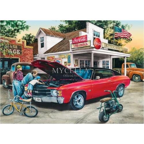 Landscape 5D Diy Diamond Painting Cars Summer Cross Stitch Embroidery Wall Sticker Mosaic Full Rhinestone Gifts Decor Needlework