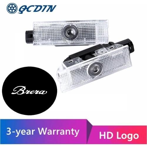 QCDIN for Alfa Romeo Brera LED Car Logo Lights Welcome Light LED Puddle Lights for Alfa Romeo Brera Tuning Lights