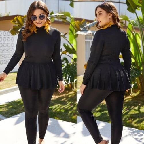 Plus Size Black Woman Burkini Muslim Fat Swimwear Long Sleeve Arabic Turkish Pakistan Islamic Swimwear Muslim Swimsuits Burkini