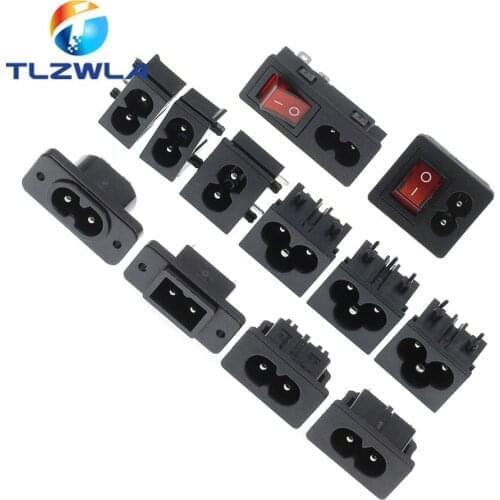1PCS Pure Copper AC Power Socket Weldable Socket With Switch 2-Hole 3-Core AC Power Charging Port DB ower Socket