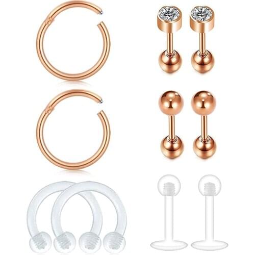 16G Stainless Steel Cartilage Earring Hoop Helix Earring Tragus Piercing with Bioflex Horseshoe Rings Tragus Stud Retainers