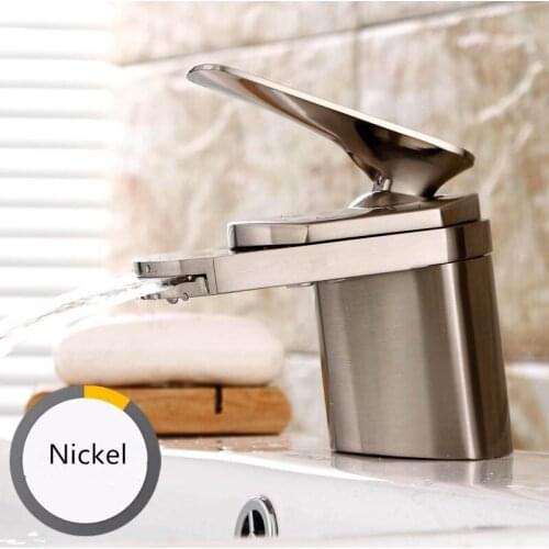Bathroom Basin Faucets Nickel Brass Waterfall Faucets Single Hole Cold and Hot Water Tap Basin Faucet Sink Mixer Taps Torneira