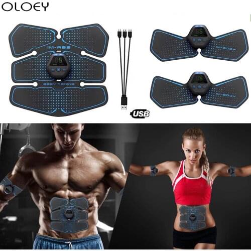 USB Charging Abdominal Muscle Trainer EMS Stimulator ABS Electrostimulation Fitness Massager Abdomen Slimming Home Gym Equipment