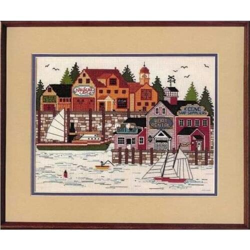 Top Quality Lovely Cute Counted Cross Stitch Kit Harbor Life Seaside City Town Sailboat Sailing DIM 03544