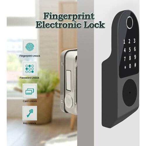 WAFU Outdoor Fingerprint Rim Lock Smart Card Digital Code Electronic Door Lock For Home Security Mortise Lock Waterproof