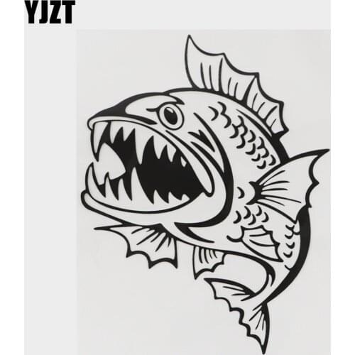 YJZT 12.8CM×16.7CM Personality Careful Fierce Piranhas Car Sticker Decal Vinyl 18A-0025