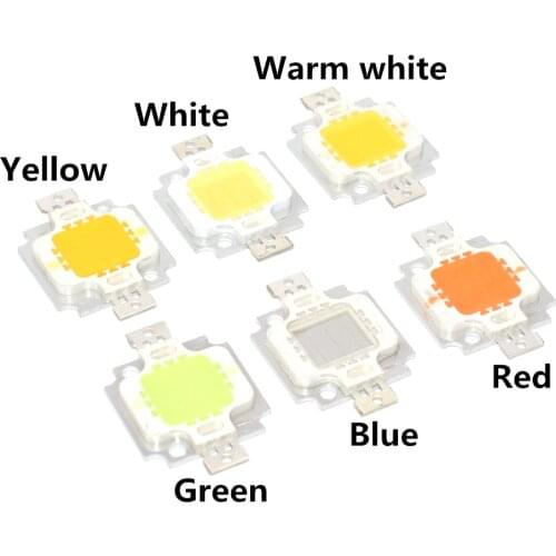 10pcs 10W LED Integrated High power LED Beads 10W White/Blue/Red/Green/Yellow/Warm white/ 600mA 12.0V 800-1000LM 24*40mil