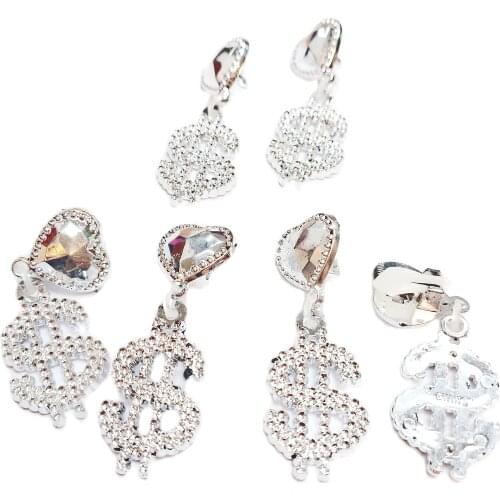 12pair dollar sign heart Earring Girl Princess VINTAGE Charms Retro Fashion Birthday Party Favors Pinata Bag Fillers Gift Jokes