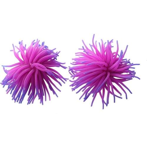 2 x Silicone Aquarium Fish Tank Coral Ornament Decoration--Purple