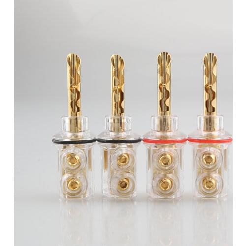 Hifi audio Gold plated BFA banana Transparent Cover Audio Banana Plug 1Set for speaker cable without Box