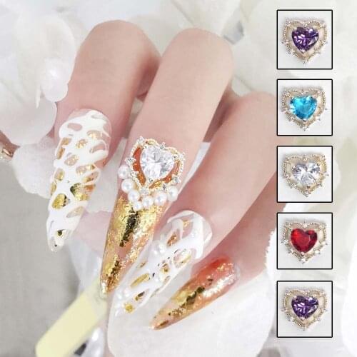 Heart-Shaped Nail Art Accessories 3D Japanese Zircon Alloy Luxury Color DIY Nail Art Decoration Manicure Accessories