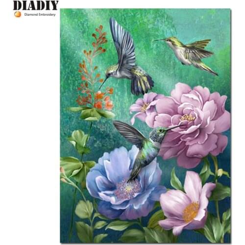 DIY diamond embroidery flower Hummingbird 5D diamond painting Cross Stitch full round Rhinestone mosaic home decoration