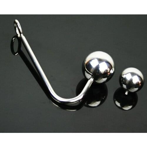 140g Stainless Steel Anal Hooks Metal Butt Plug With 2 Balls, Gay Sex Toys Adult Products For Men And Women Massage