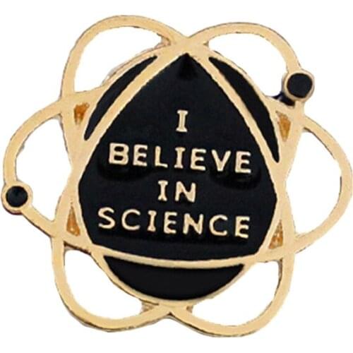 Planet Space Around Earth Science Brooch 'I BELIEVE IN SCIENCE ' Pin Around Earth Brooches Badge Fans Shirt Brooch