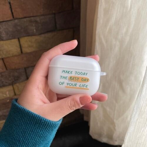 Frosted Letters Best Day Lovely Soft TPU Silicone Earphone Case for Airpods1/2/Pro for Airpods Wireless Earphone Case