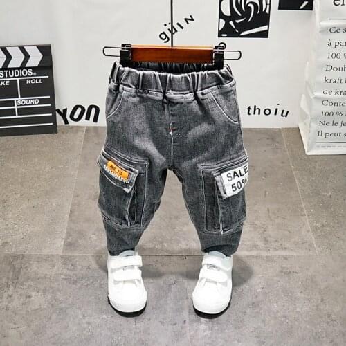 Kids Jeans 2020 Spring Autumn New Korean Style Baby Boys Casual Pants Childrens Denim Pants with Pockets Toddler Cowboy Trouser