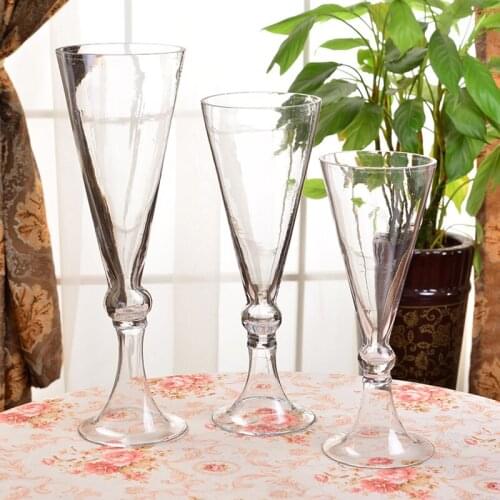 European Trumpet shape Flower Vase Wedding transparent Tabletop terrarium glass containers Creative vase wedding decoration J